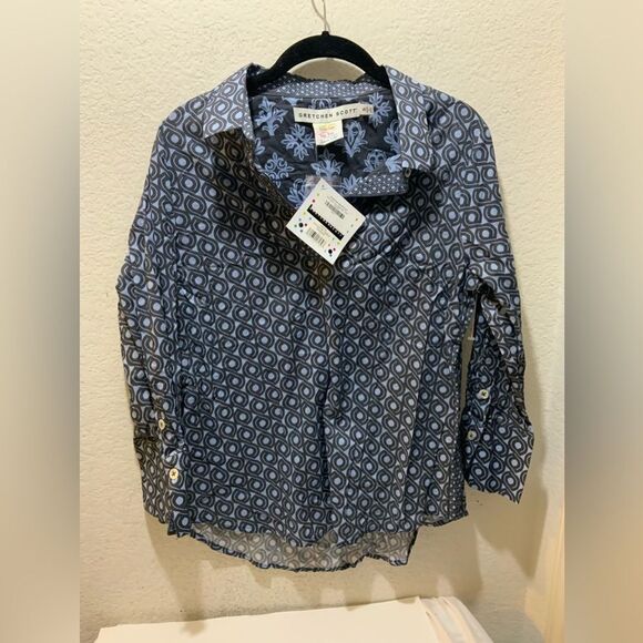 New Gretchen Scott Sport Shirt Popover Gray /peri twizzler - Picture 1 of 9
